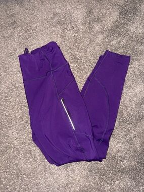 Purple Performance Leggings with Zip Pocket